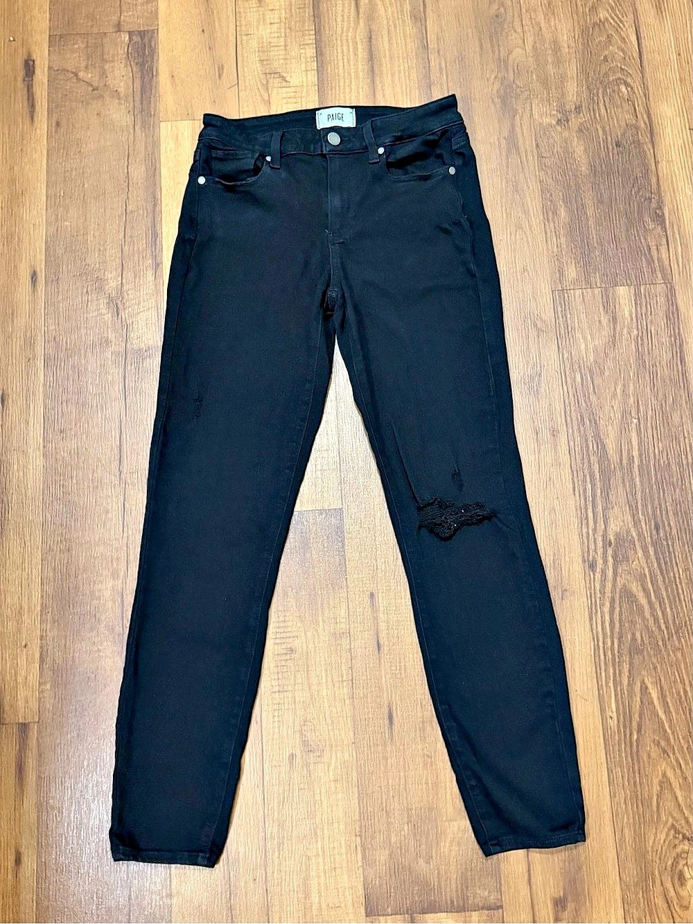 Paige Ankle Skinny Jeans Black Waist 28